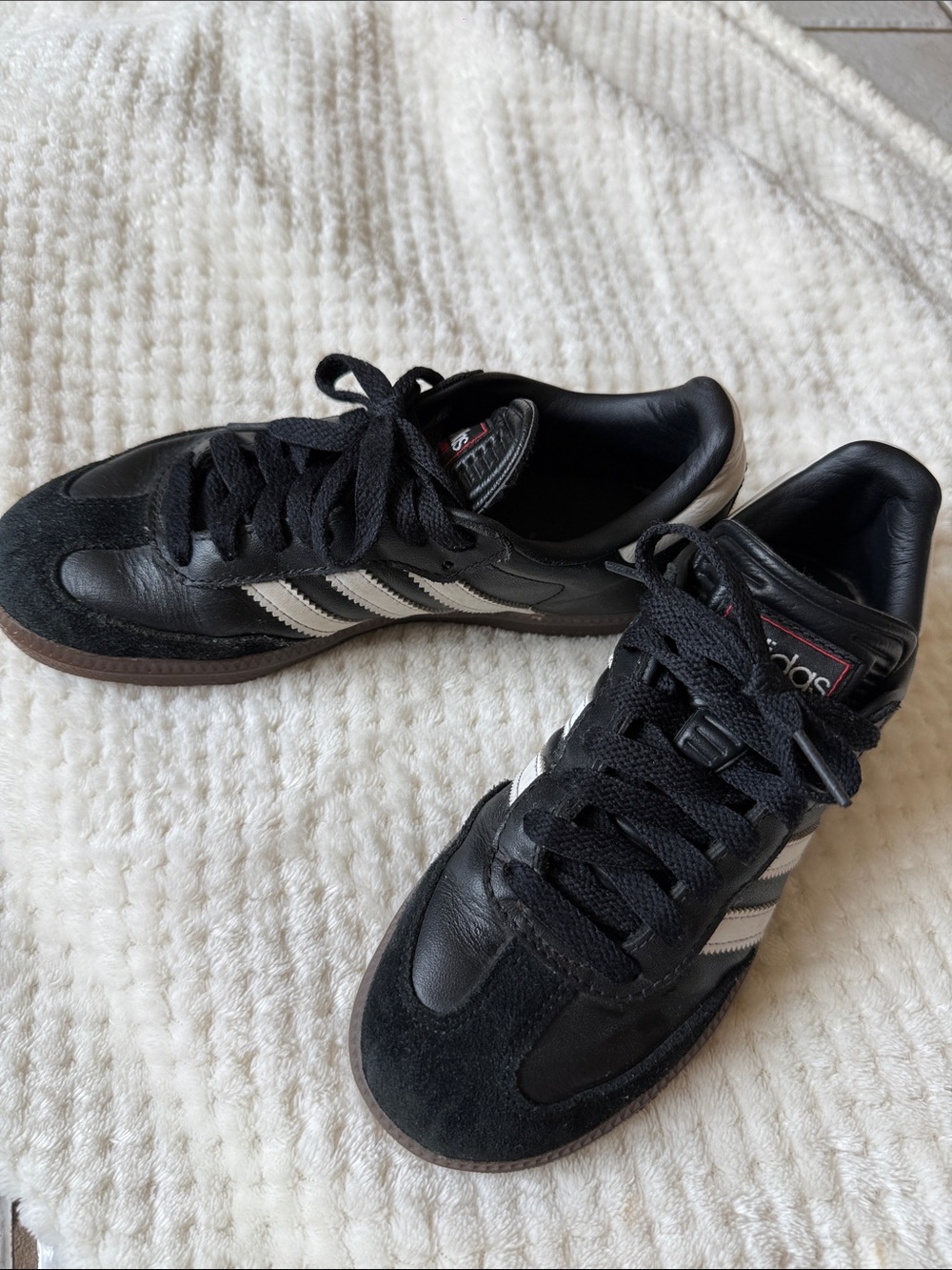 adidas Kids Black Sneakers with White Stripes